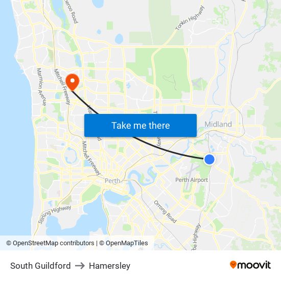 South Guildford to Hamersley map