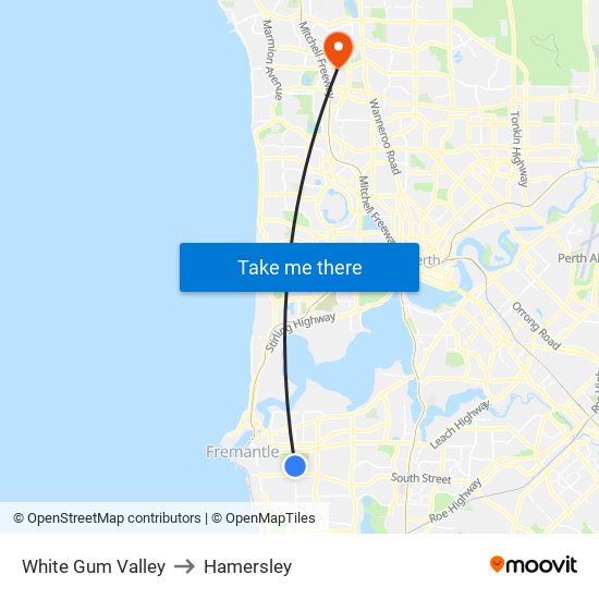 White Gum Valley to Hamersley map