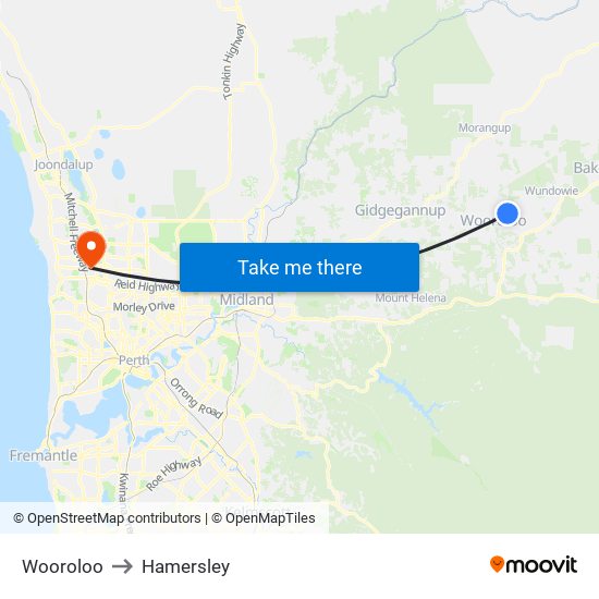 Wooroloo to Hamersley map