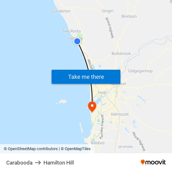 Carabooda to Hamilton Hill map