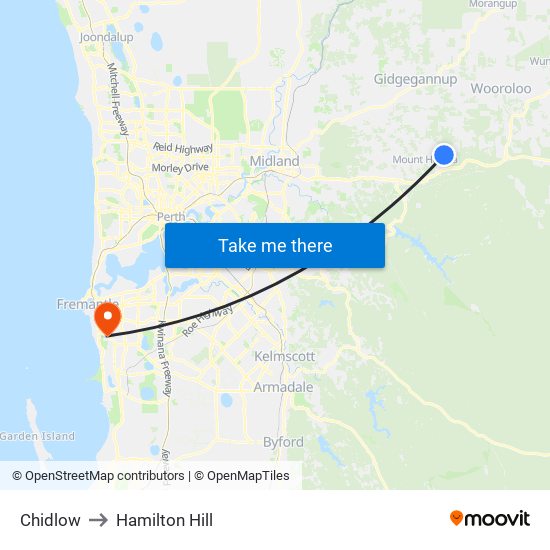 Chidlow to Hamilton Hill map