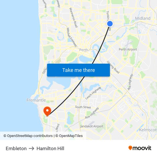 Embleton to Hamilton Hill map