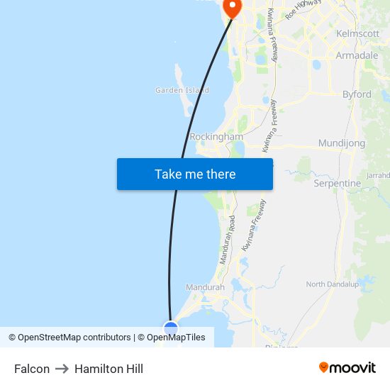 Falcon to Hamilton Hill map