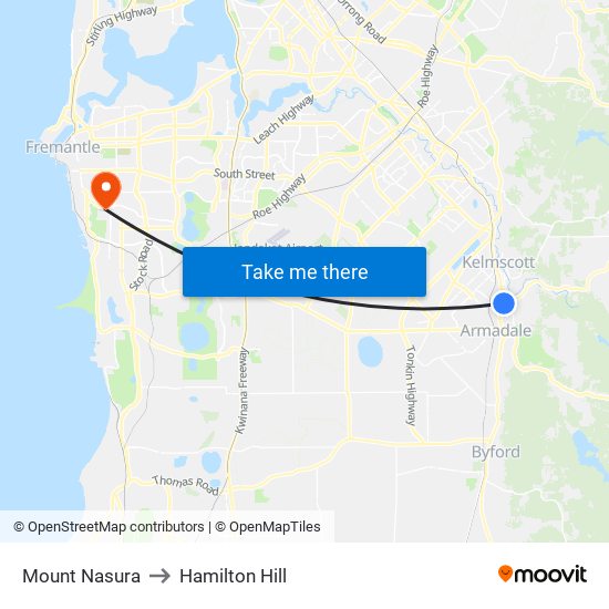 Mount Nasura to Hamilton Hill map