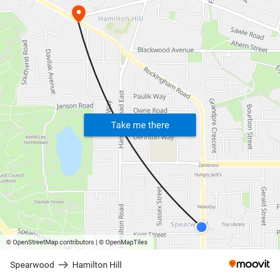 Spearwood to Hamilton Hill map