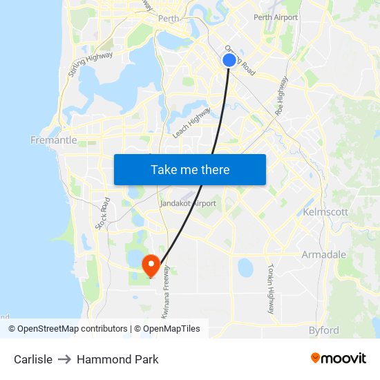 Carlisle to Hammond Park map