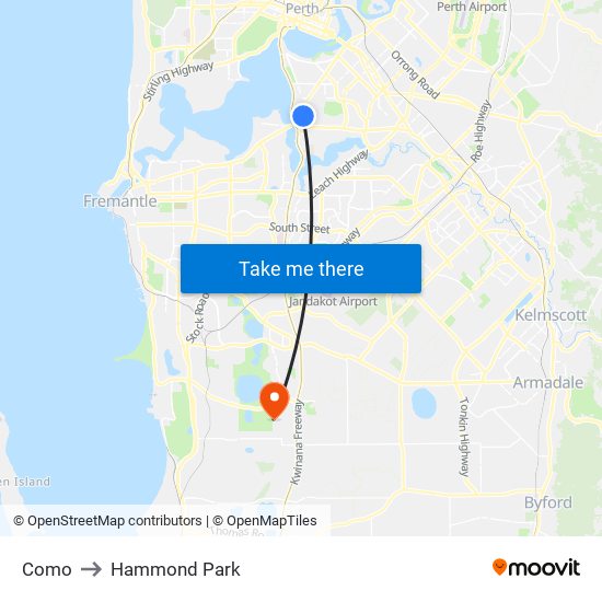 Como to Hammond Park map