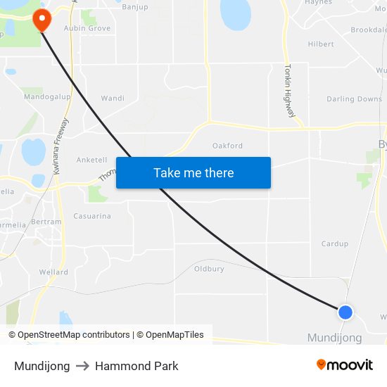 Mundijong to Hammond Park map