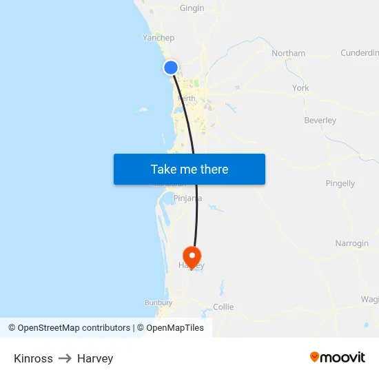 Kinross to Harvey map