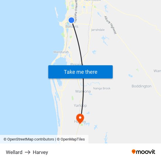 Wellard to Harvey map