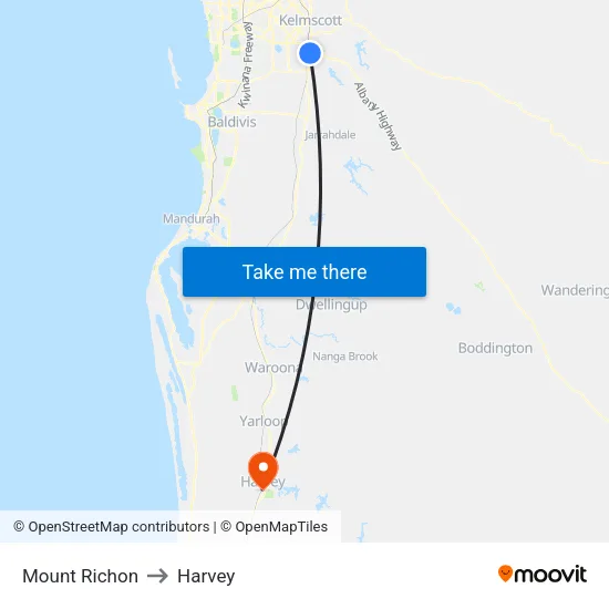 Mount Richon to Harvey map