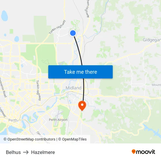 Belhus to Hazelmere map