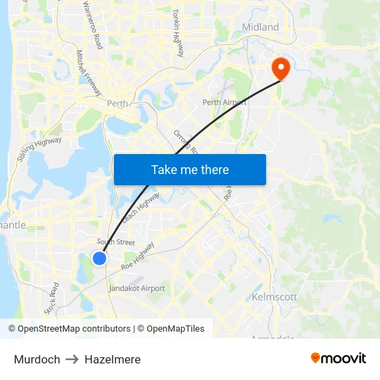 Murdoch to Hazelmere map