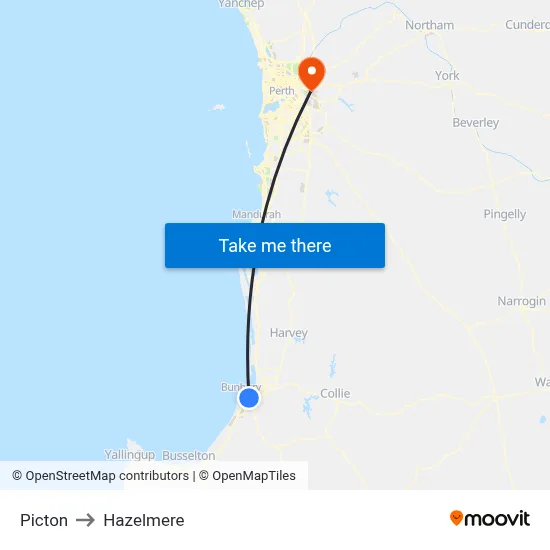 Picton to Hazelmere map