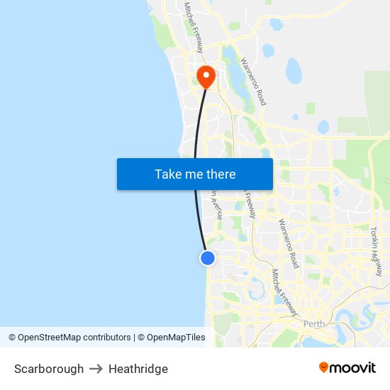 Scarborough to Heathridge map