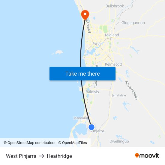 West Pinjarra to Heathridge map