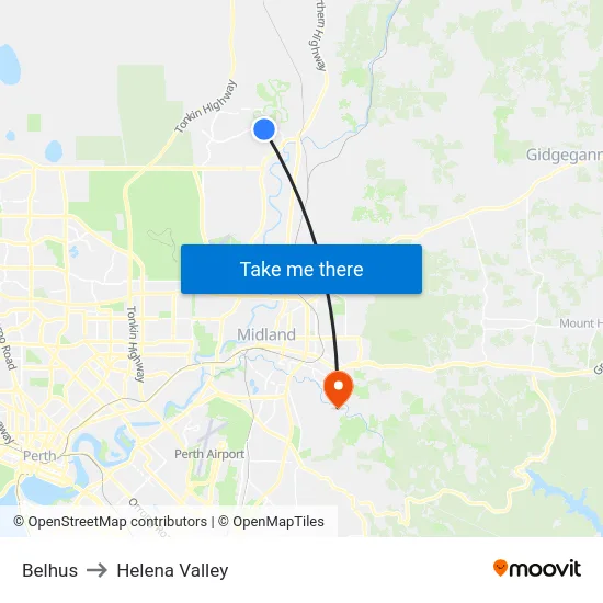 Belhus to Helena Valley map