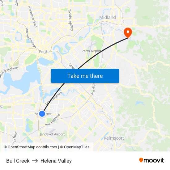 Bull Creek to Helena Valley map