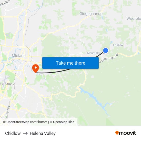 Chidlow to Helena Valley map