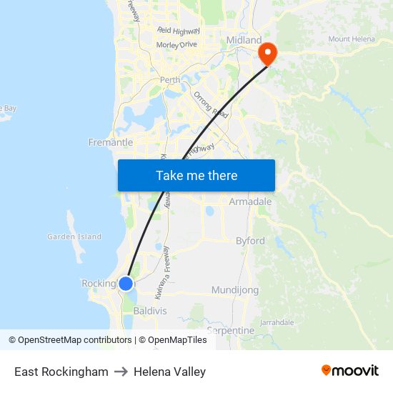 East Rockingham to Helena Valley map