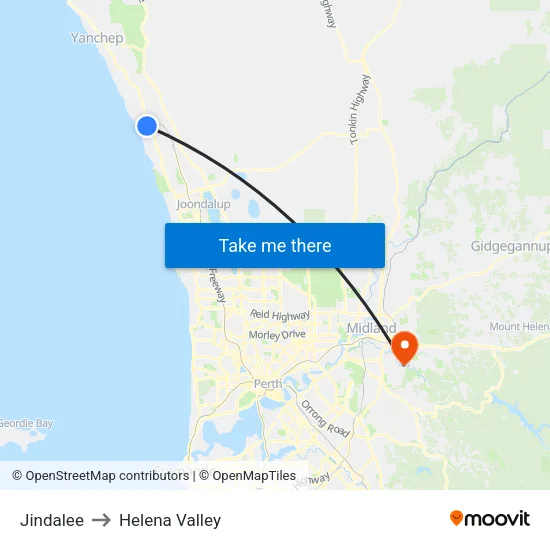 Jindalee to Helena Valley map