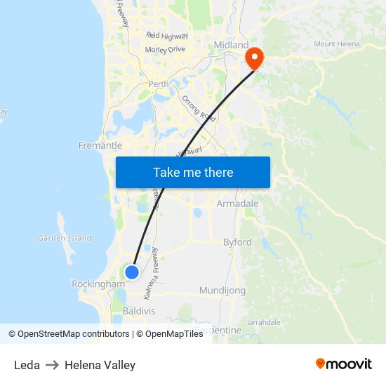 Leda to Helena Valley map