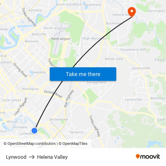 Lynwood to Helena Valley map