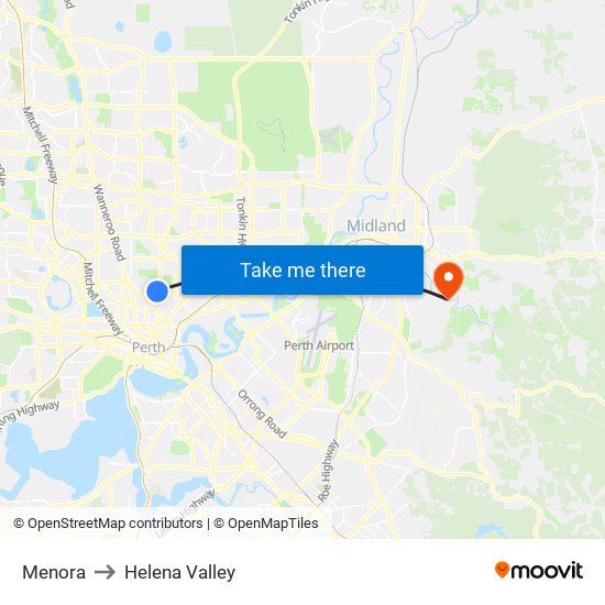 Menora to Helena Valley map