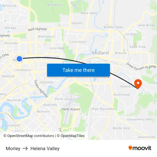 Morley to Helena Valley map