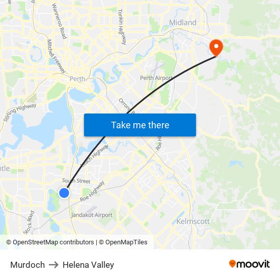 Murdoch to Helena Valley map