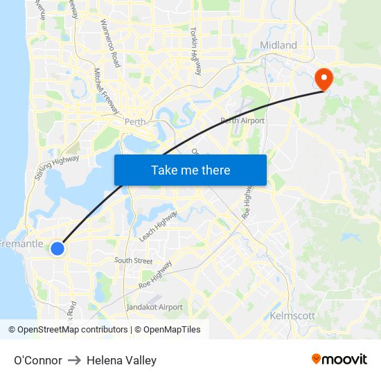 O'Connor to Helena Valley map