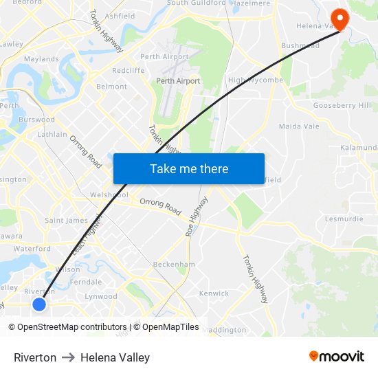 Riverton to Helena Valley map