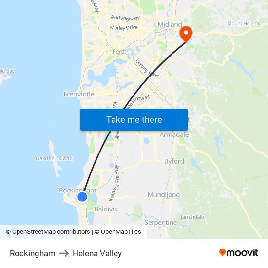 Rockingham to Helena Valley map