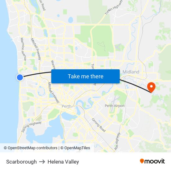 Scarborough to Helena Valley map