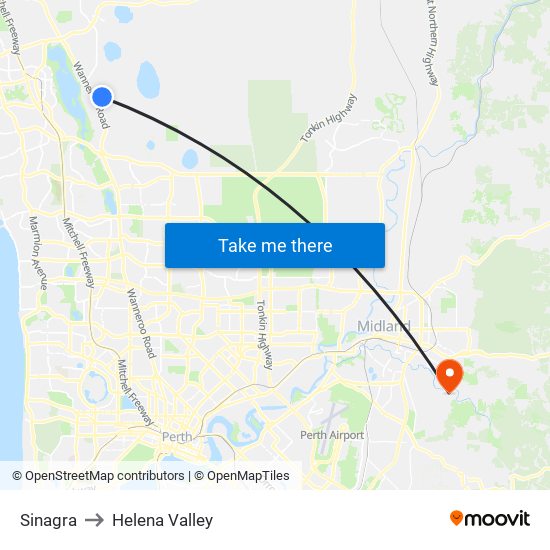 Sinagra to Helena Valley map