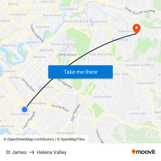 St James to Helena Valley map