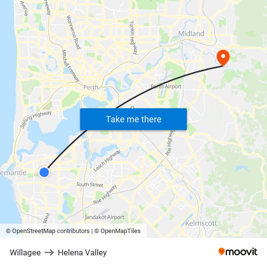 Willagee to Helena Valley map