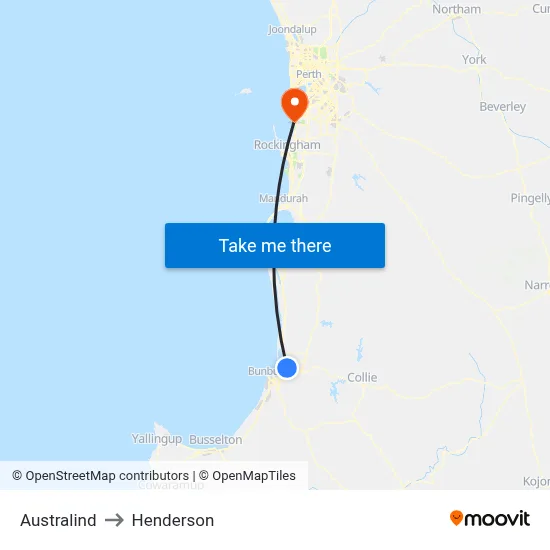 Australind to Henderson map