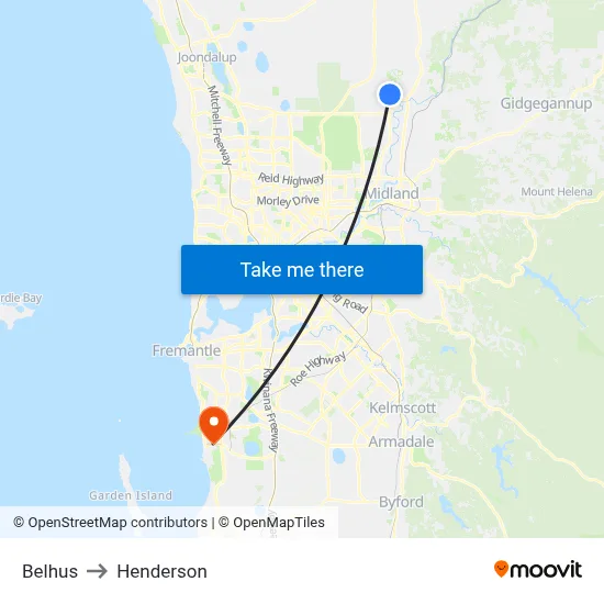 Belhus to Henderson map