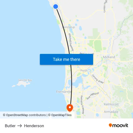 Butler to Henderson map