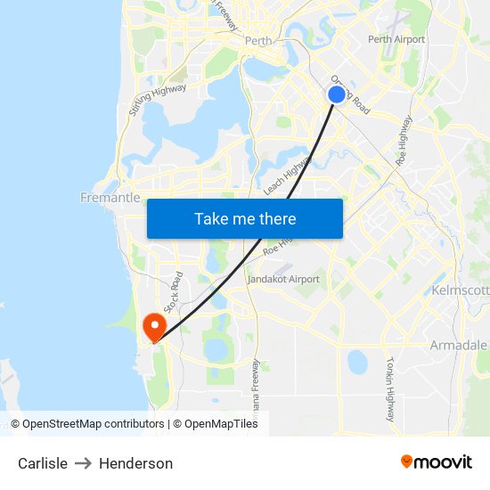 Carlisle to Henderson map