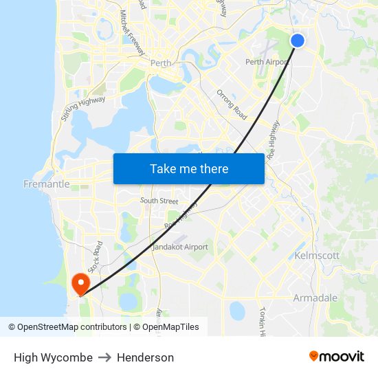 High Wycombe to Henderson map