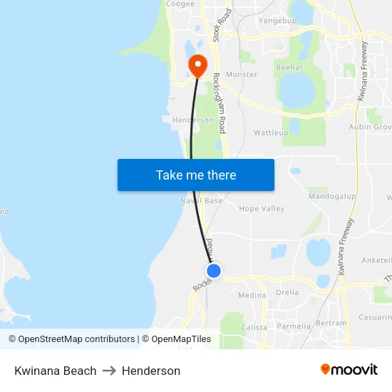 Kwinana Beach to Henderson map
