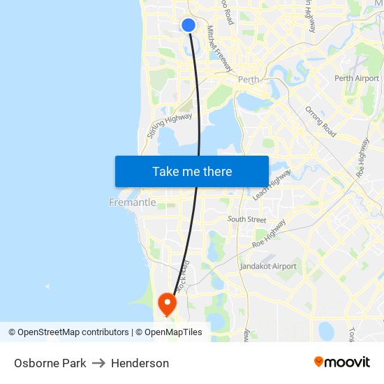 Osborne Park to Henderson map