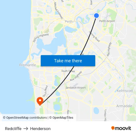 Redcliffe to Henderson map