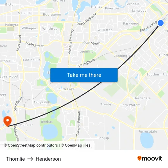 Thornlie to Henderson map