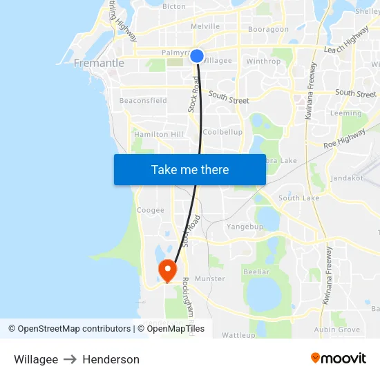Willagee to Henderson map