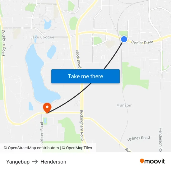 Yangebup to Henderson map