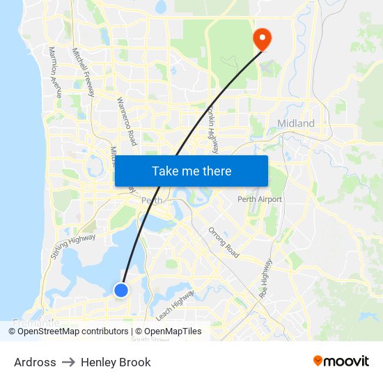 Ardross to Henley Brook map