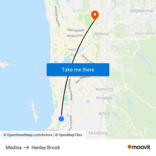 Medina to Henley Brook map